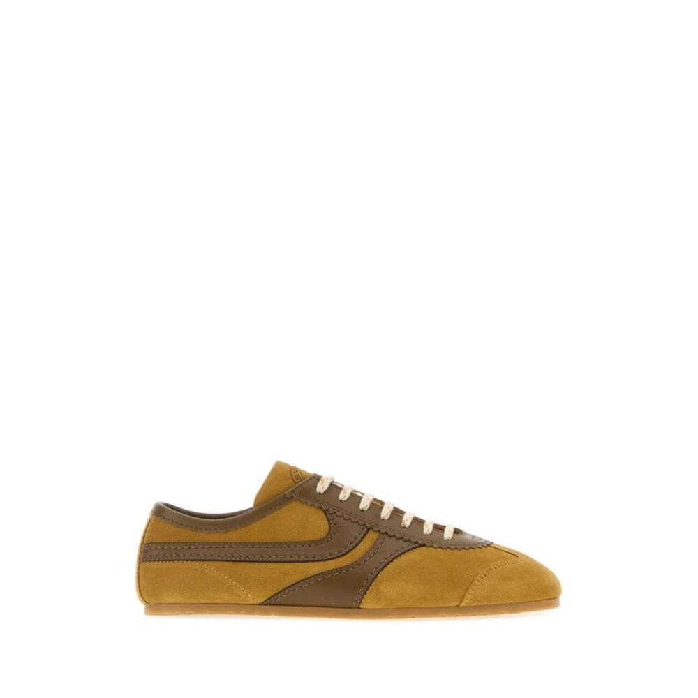 Dries Van Noten Women Mustard Suede Sneakers